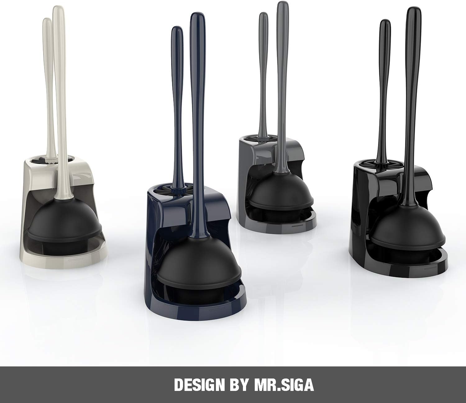 Toilet Plunger and Brush Combo for Toilet Cleaning, Black, 2 Set | Heavy duty toilet brush and plunger set, toilet