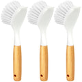 3 Pack Dish Brush with Bamboo Handle Cleaning Brush,White