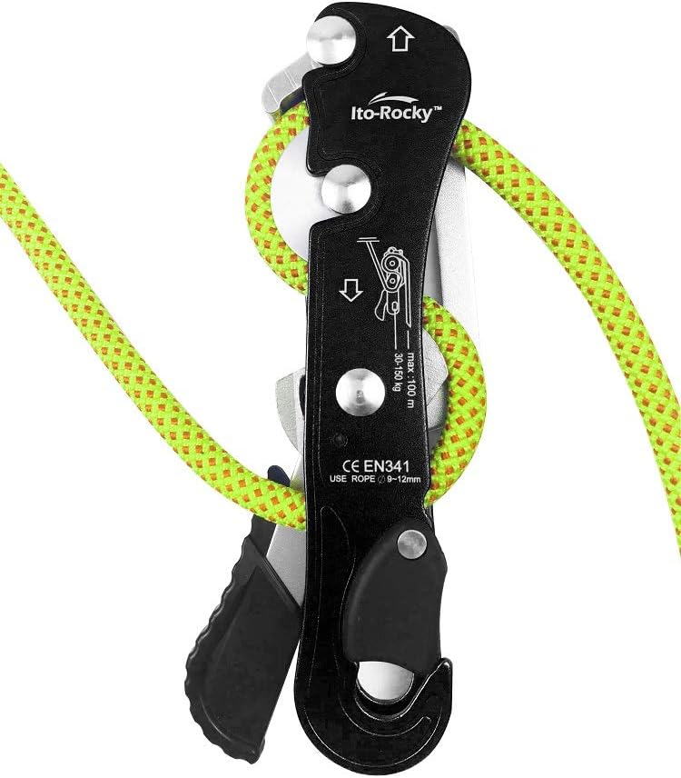 Self-Braking Stop Descender - CE Certified Rescue & Climbing Gear | Auto-Braking with Anti-Panic Function for Rescue