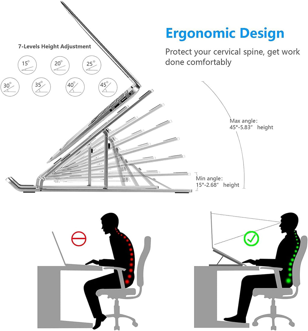 Laptop Stand for Desk, Ergonomic Adjustable Aluminum Foldable Portable Computer Stand, Lecterns & Podiums, Fits