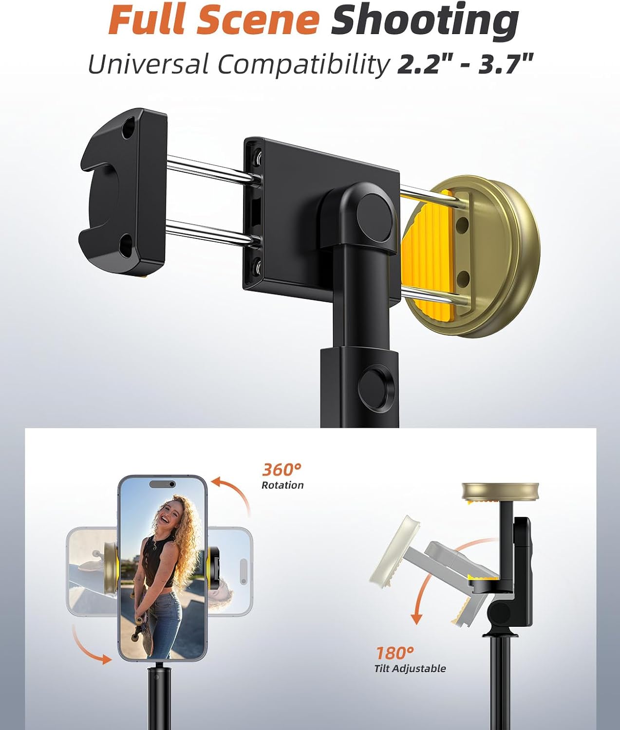 Phone Tripod & Selfie Stick with Remote, Portable Travel Phone Stand for Video Recording Vlog, Extendable Cell Phone