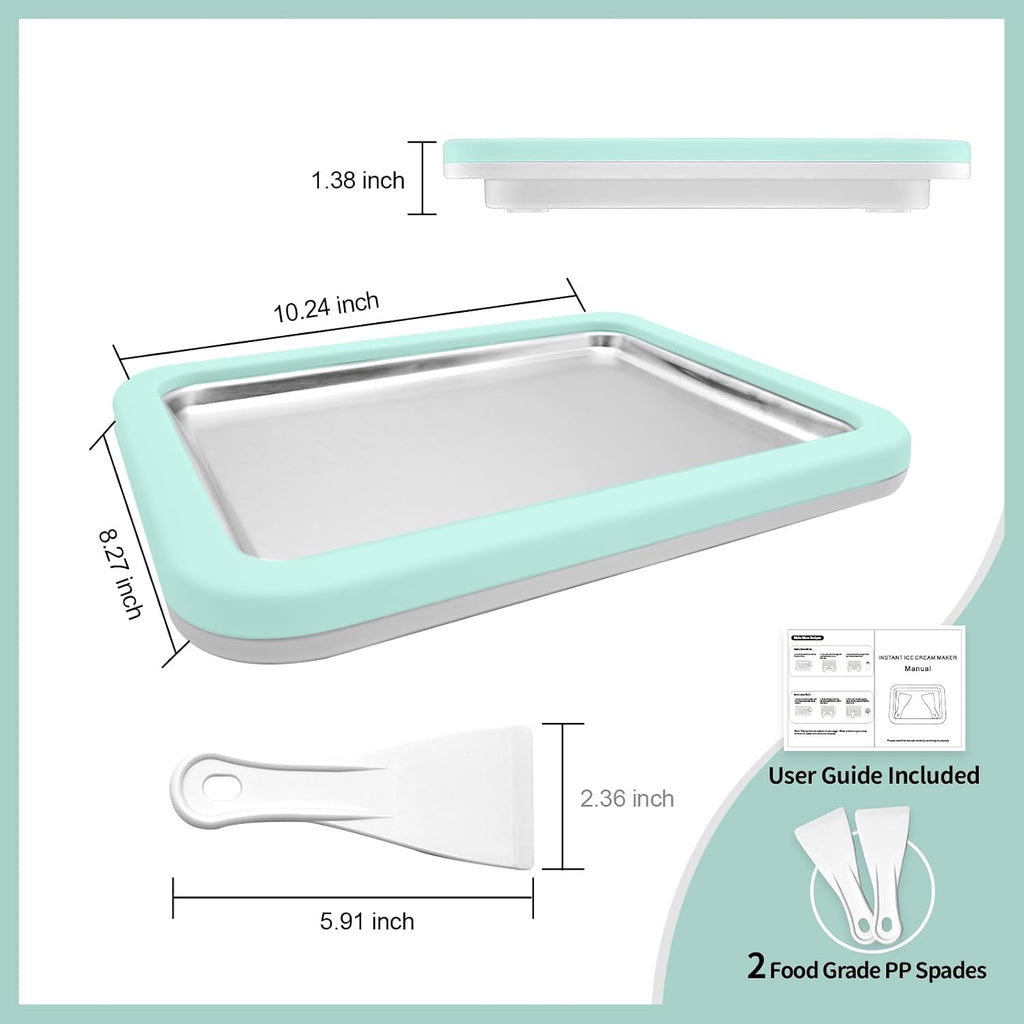 Rolled Ice Cream Maker, Instant Ice Cream Roller Tray with 2 Spatulas