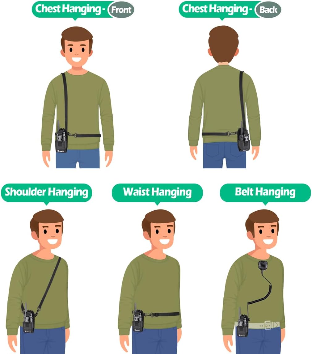 Multi-Position Carry Two-Way Radio Holster, Universal Walkie Talkie Case Pouch with Adjustable Shoulder Strap