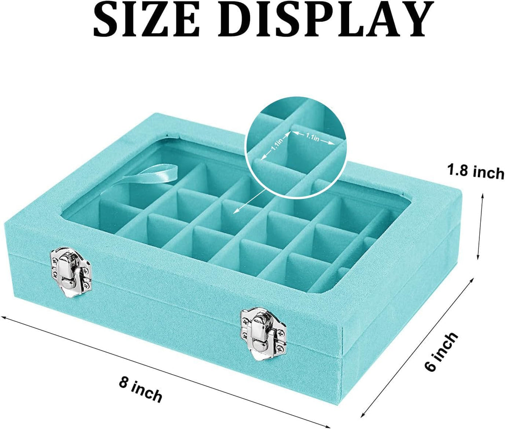 Velvet Jewelry Box 24 Grid Jewelry Earrings Display Organiser Box Ring Tray Holder Earrings Storage Case for Girls