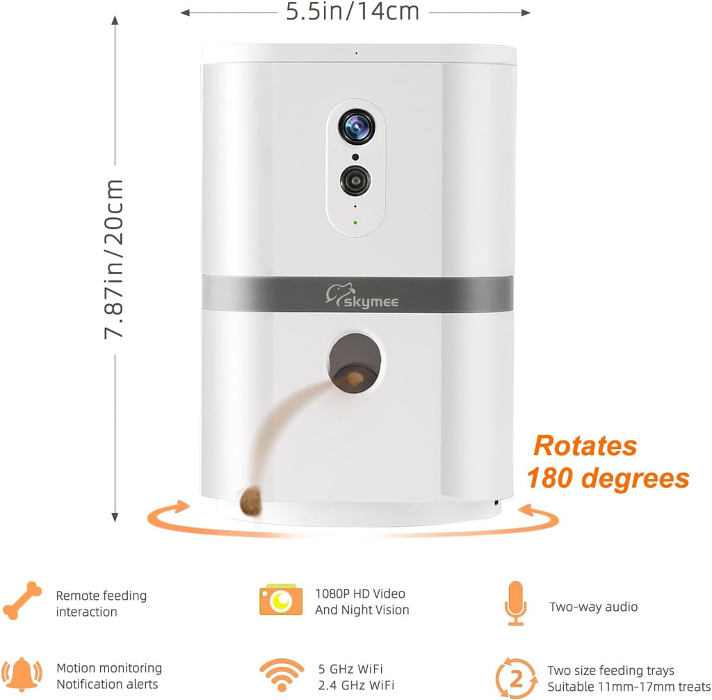 Petalk AI II Dog Camera with Auto Treat Dispenser, No Subscription Fee, 1080p HD, 180° Full-Room View 2-Way Audio