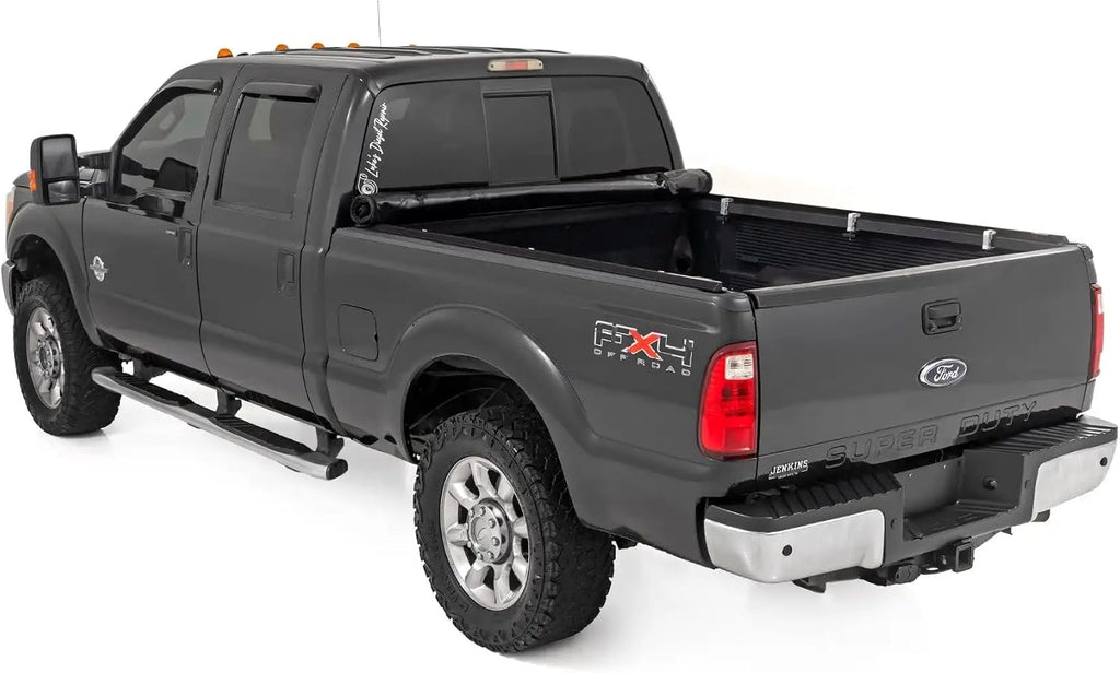 Rough Country Soft Roll Up Truck Bed Tonneau Cover for Ford F250/350 Super Duty (1999-2016) - Fits 6'10 (82") Bed, Weatherproof Bed Cover