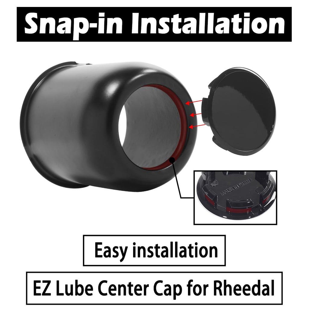 4Pcs 56.5mm(2.22inch) Push Through Center Caps Replacement Plug for EZ Lube Open End Plus Plug Center Caps, (Gloss