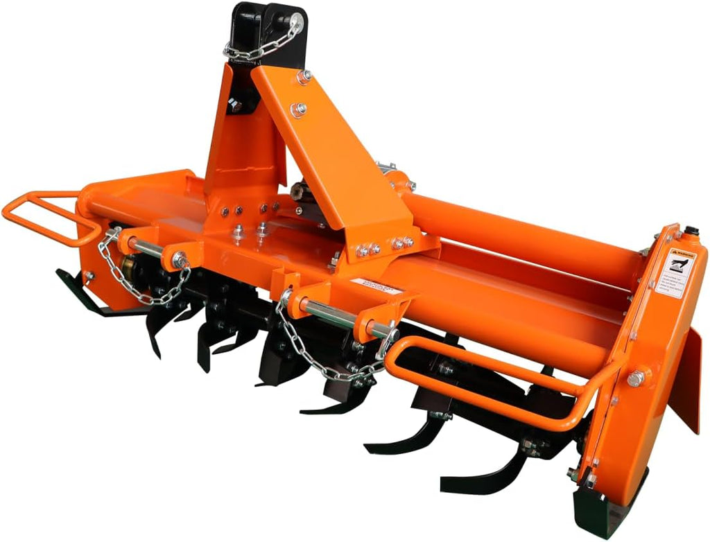 Attachments 3 Point 49" Rotary Tiller Attachment Fits Cat 1 Tractors - Orange - Compatible with 20-30Hp Tractors