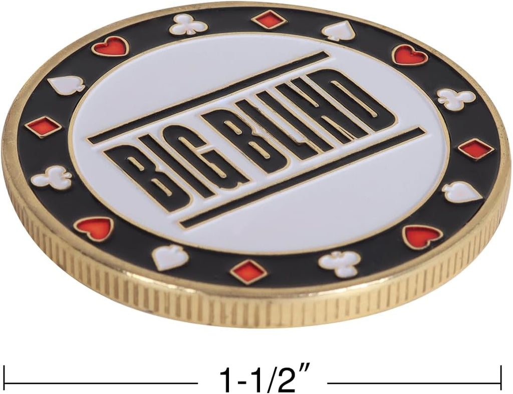 GSE Set of 3 Metal Casino Buttons - Small Blind, Big Blind, Dealer Button | Professional Texas Hold‘em Poker Button