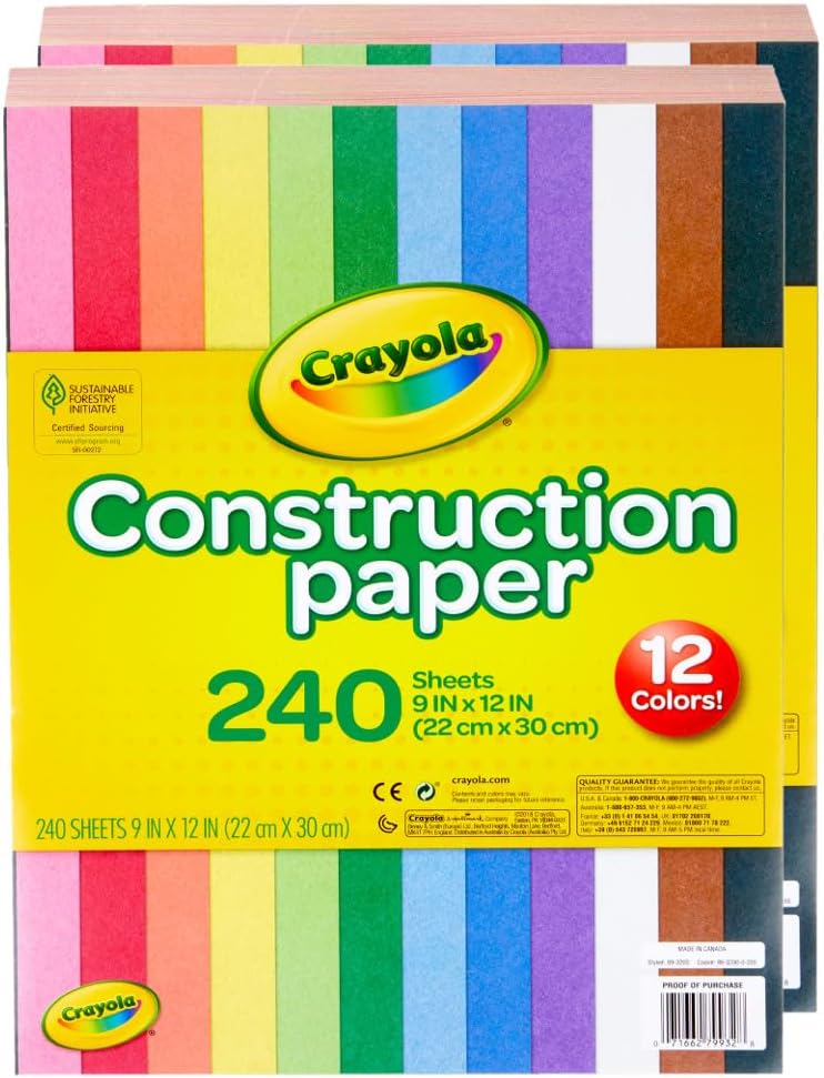 Construction Paper Bulk Pack (480 Sheets) – 10 Assorted Colors, 9x12, Teacher School Supplies & Classroom Must Haves