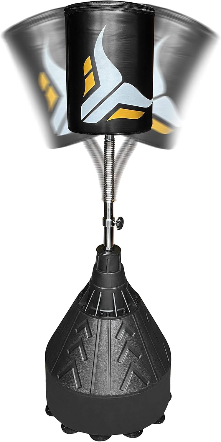 Free Standing Reflex Punching Bag for Adults — Adjustable Height Freestanding Punching Bag with Fillable Heavy-Duty