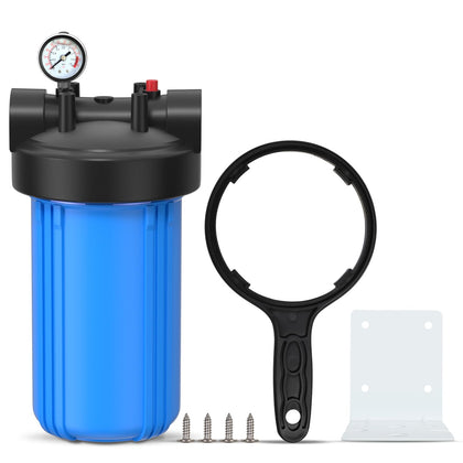 Whole House Water Filter Housing, 10"x4.5" Sediment Cartridge Universal Housing, Pre-Filtration System, with Pressure