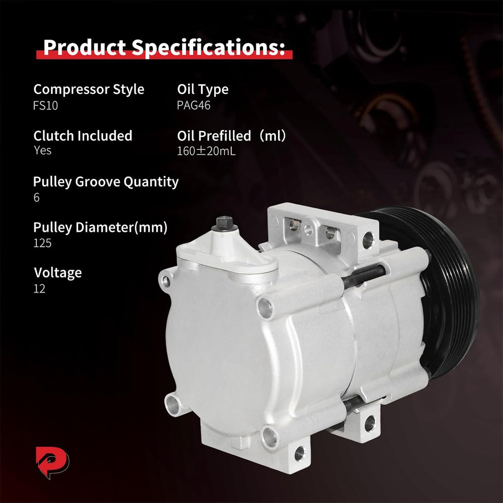 PHOBOOS A/C Compressor with Clutch Compatible with Ford