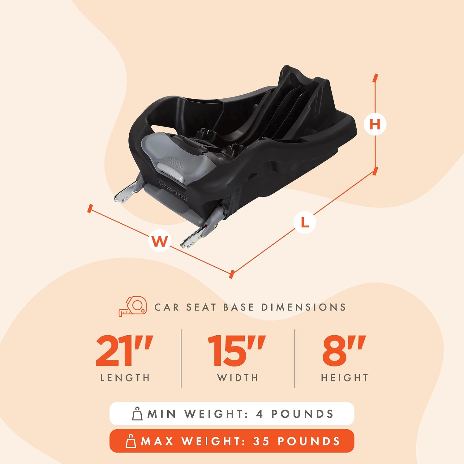 Secure 35 Infant Car Seat Base, Black – Click-in Compatibility, Adjustable Recline, Easy-Level Indicators, Stable
