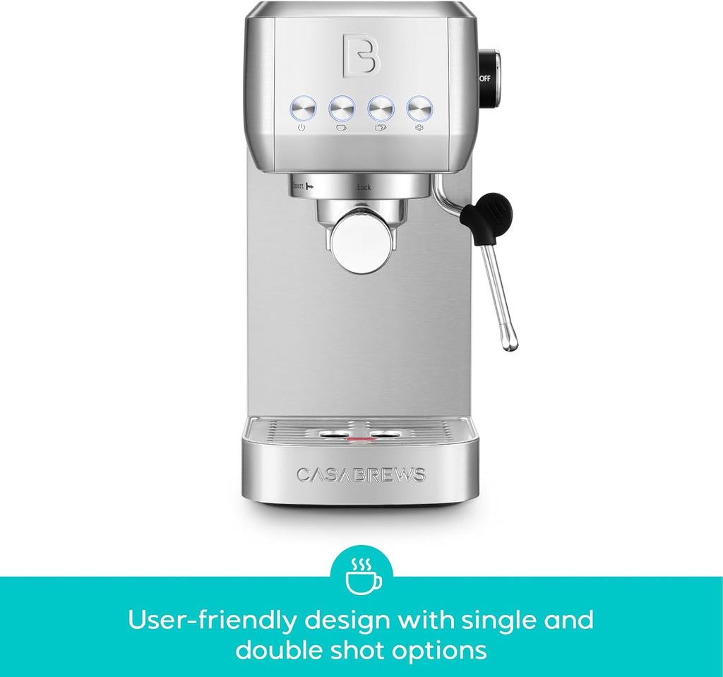 3700 Essential Stainless Steel Espresso Machine with Steam Wand | 20-Bar Italian Pump, Powerful Steam Wand, 43.9oz