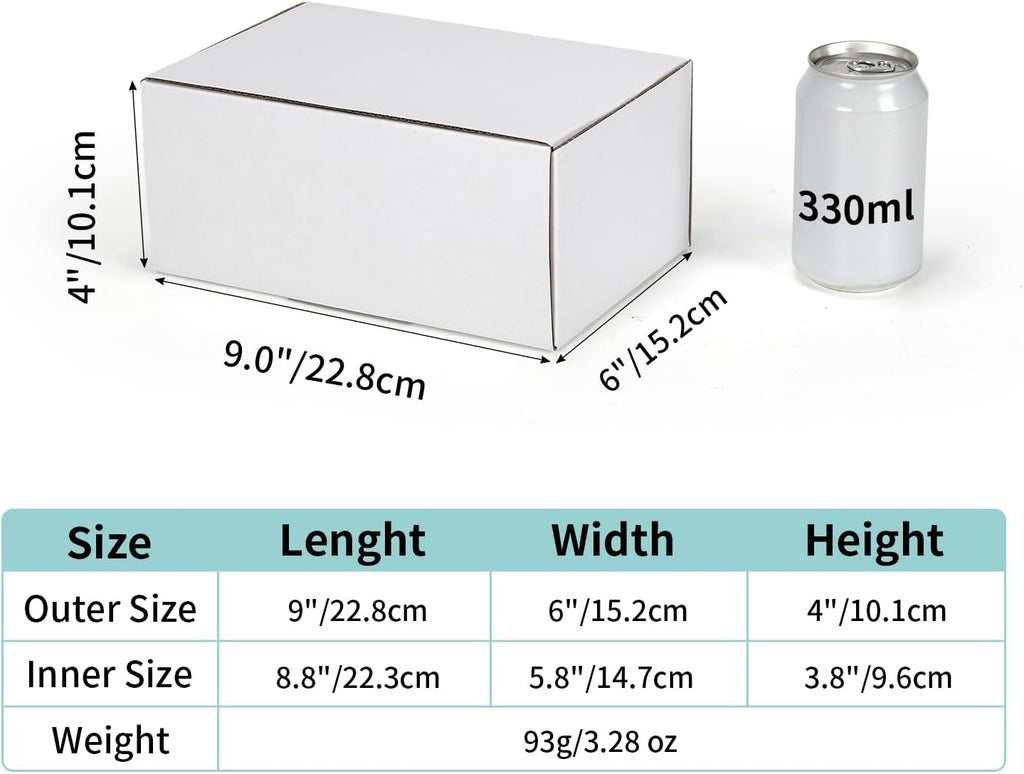 9x6x4 White Shipping Boxes, 25 Pack Corrugated Mailer Boxes for Small Business Packaging, Quick Fold Cardboard Mailer