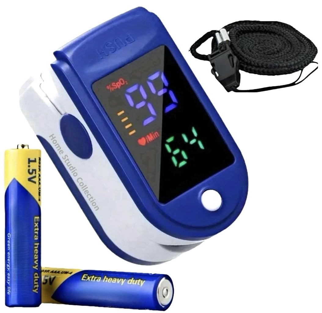 Finger Pulse Oximeter Larger Display Blood Oxygen Monitor with Batteries and Lanyard Included Fingertip Pulse