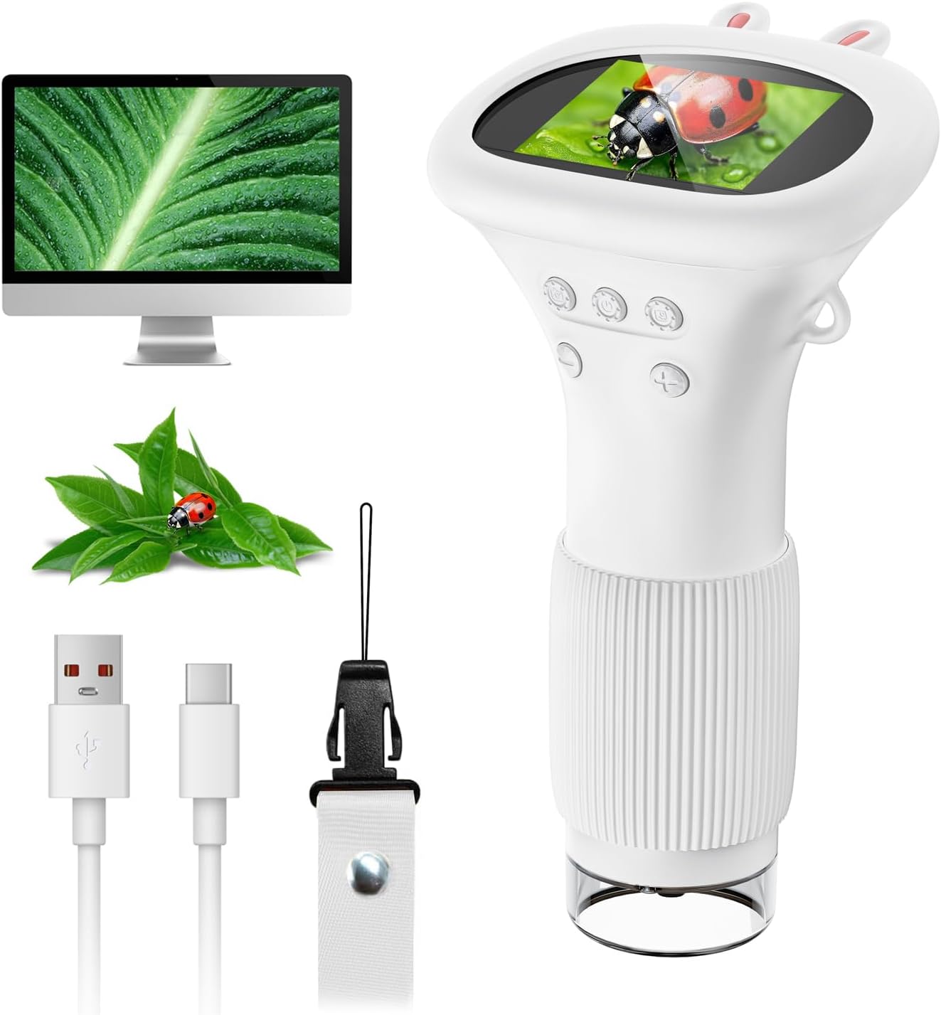 Microscope for Kids, SKYBASIC 2" IPS Screen 1000X Handheld Digital Microscopes HD Pocket Portable Mini USB Microscope