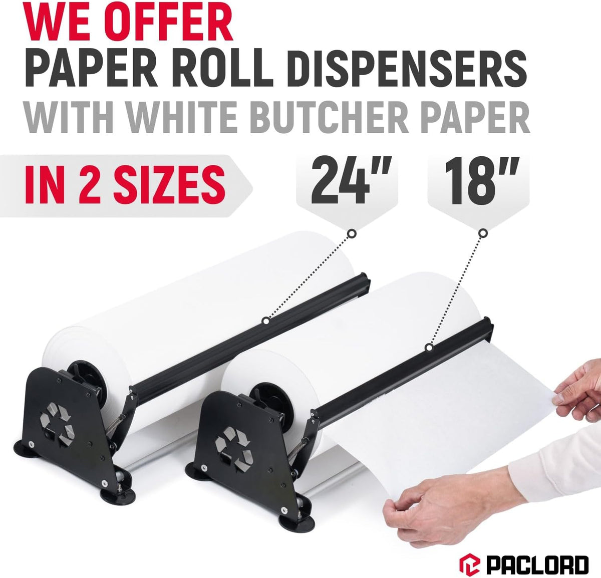 24" Paper Dispenser with Cutter + White Butcher Paper Roll