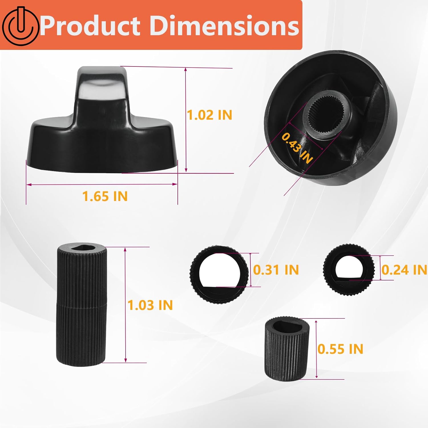 Upgraded 4 Pack Universal Control Knobs with 12 Adapters Black | Wide Application for Oven Stove Range Universal