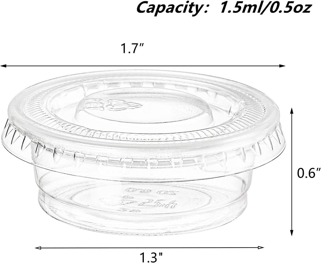 400 Pack 0.5 Oz Disposable Plastic Portion Cups with Lids, Small Jello Shot Cups, Plastic Souffle Cup Condiment