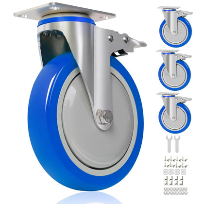 6 inch Caster Wheels, Casters Set of 4 Heavy Duty 2600 lbs with Locking, Outdoor Industrial Wheels for Workbench