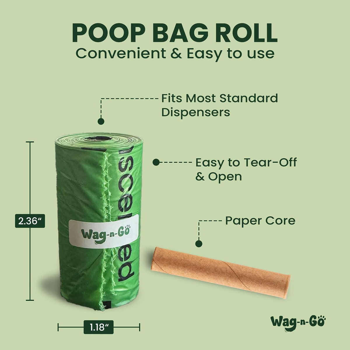 Dog Poop Bags Rolls, 120 Count Unscented Doggie Poop Bags, Leak-Proof, Easy Pet Waste Cleanup