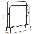 Clothes Rack with Lockable Wheels Double Rods Metal Garment Racks