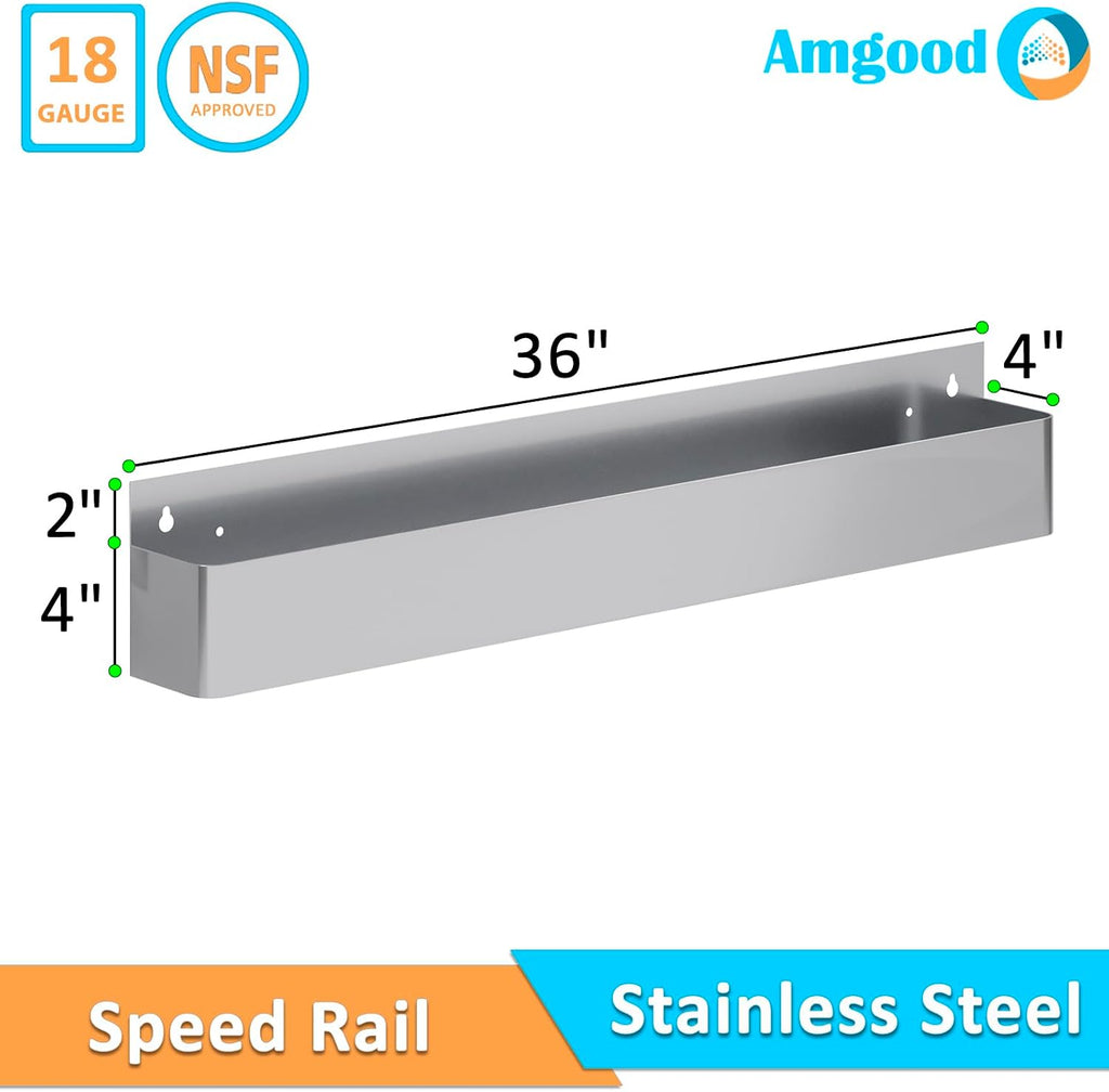36 in. Single Tier Stainless Steel Speed Rail Rack for Commercial Bars, NSF