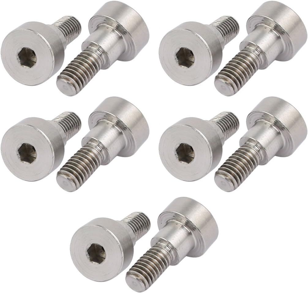 uxcell 10pcs 304 Stainless Steel Hex Socket Shoulder Bolt 8mm Dia 6mm L M6