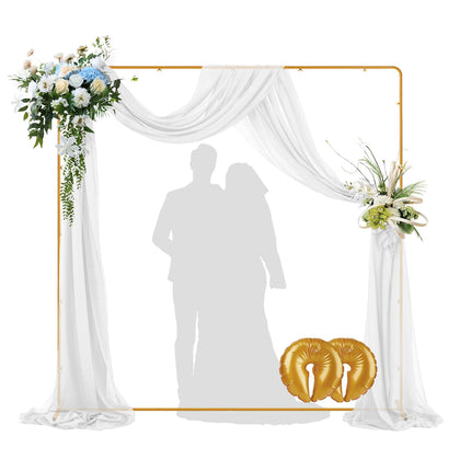 7.2x7.2FT Gold Square Wedding Arch, Metal Backdrop Stand