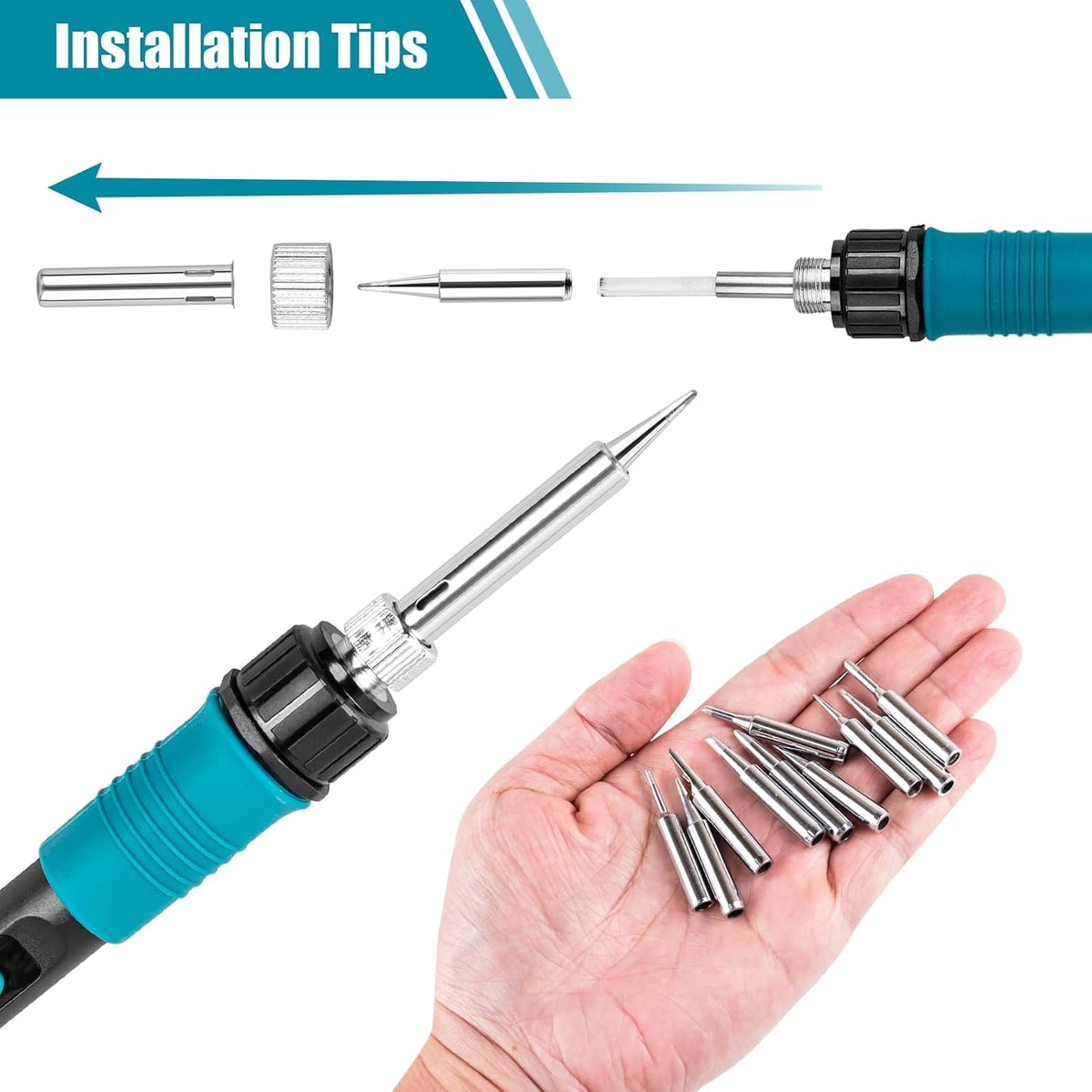 10 Pcs 900M Soldering Iron Tips, Replacement Soldering Tips, Compatible with HAKKO, Atten, Quick, Aoyue, Yihua, Vastar, and Major (Silver)
