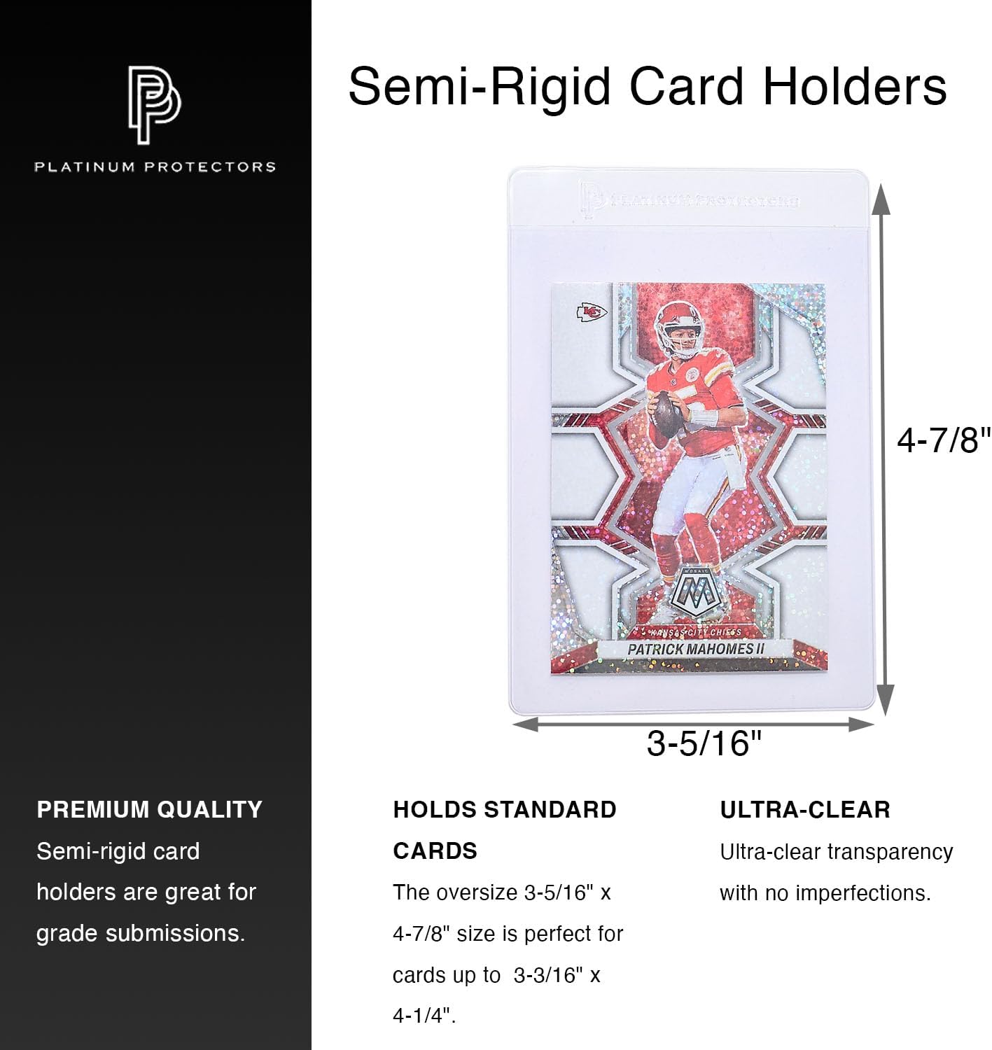 Semi-Rigid Card Holders for Graded Card Submissions for Standard Trading Cards (50 Pack)