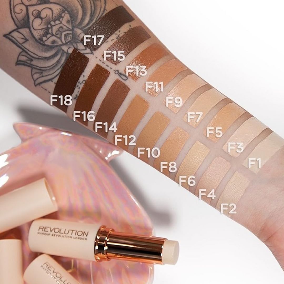 Fast Base Stick Foundation, Contour & Highlight, Flawless Skin & Matte Finish, F2 for Fair Skin Tones with Yellow