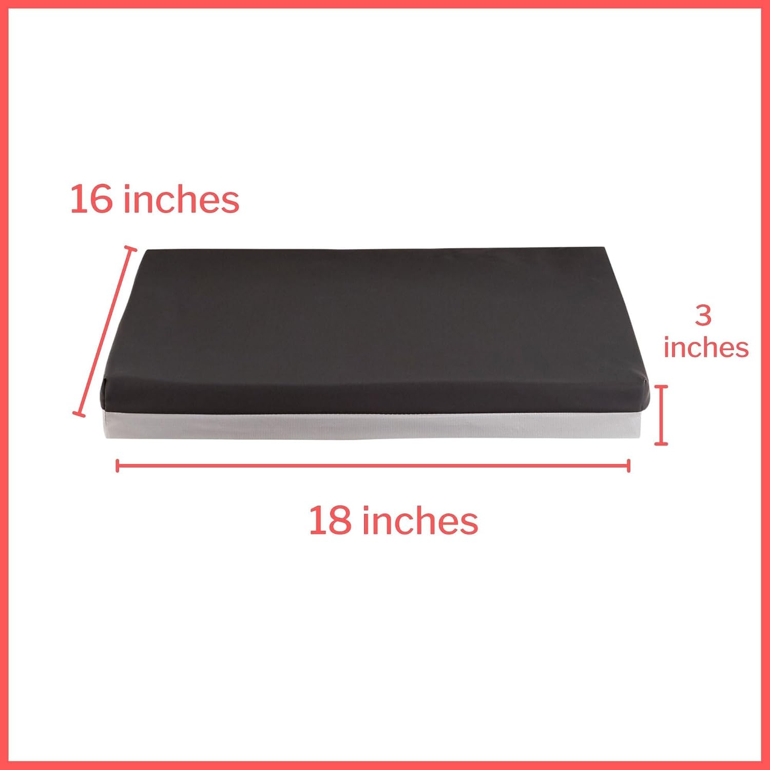 Seat Cushion for Wheelchairs and Office, 18 x 16 x 3 in, 1 ct