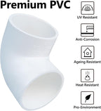5 Pack 2 inch PVC Elbow Pipe Fittings Schedule 40 (Socket x Socket)