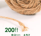 Garden Twine for Climbing Plants, Jute Twine 200 Feet 3mm 4ply