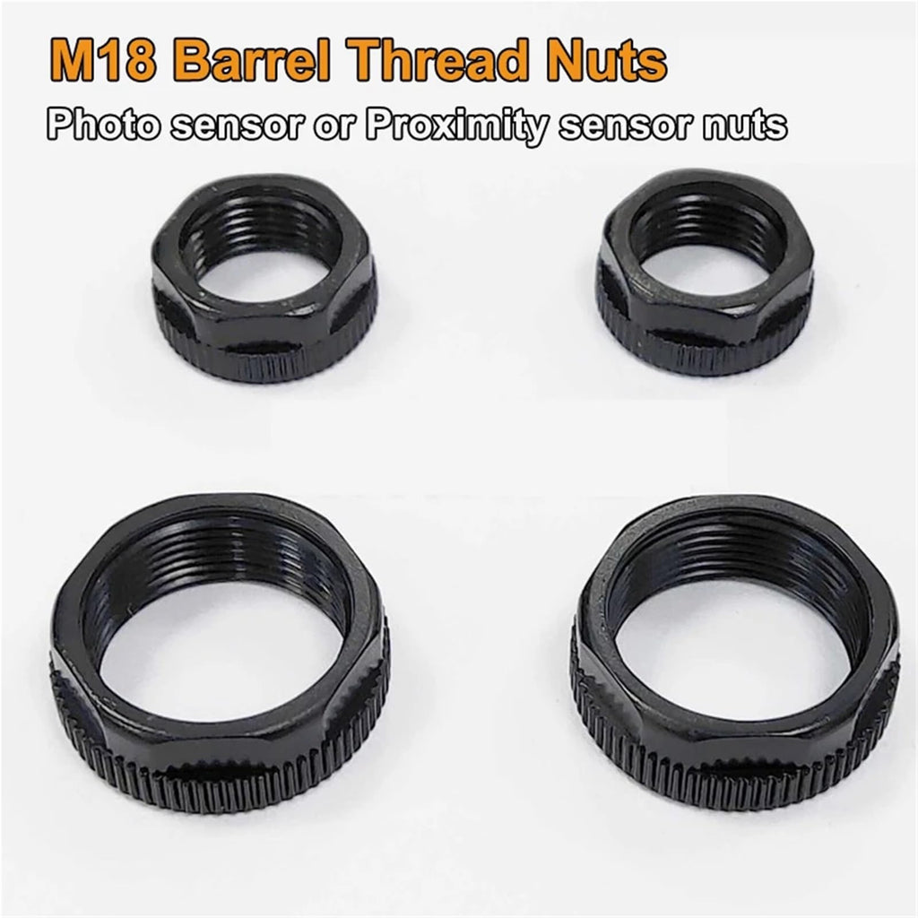 M18*1, M12*1 Thread Barrel Plastic Nuts, Suitable for M18 Photo Sensor or Proximity Sensor(M18 Each Pairs 3pcs)