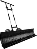 48in Heavy-Duty 2-Wheel Snow Pusher Hand Plow for Snow Removal w/Wheels, Adjustable Handle, Blade Angle - Black