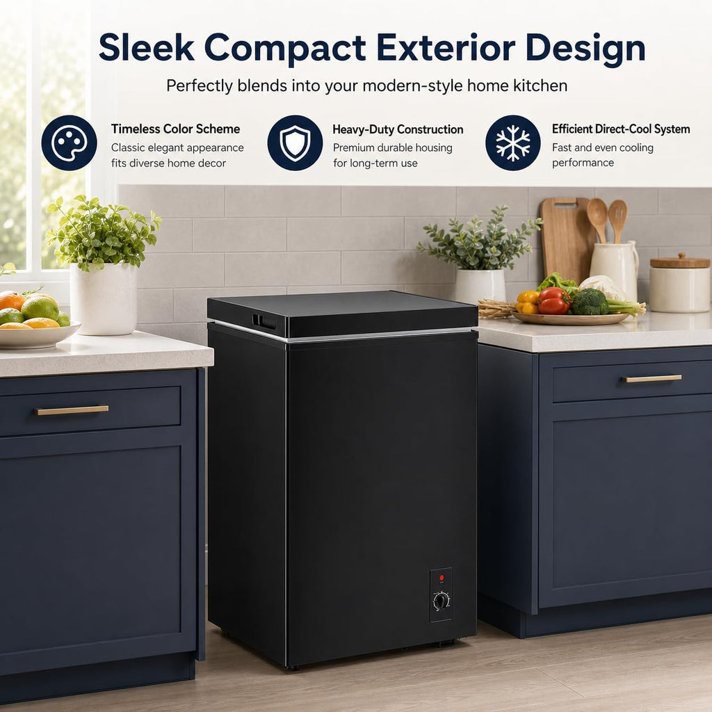 5.0 cu.ft Chest Freezer，Small Mini Deep Freezer with 7Level Temperature