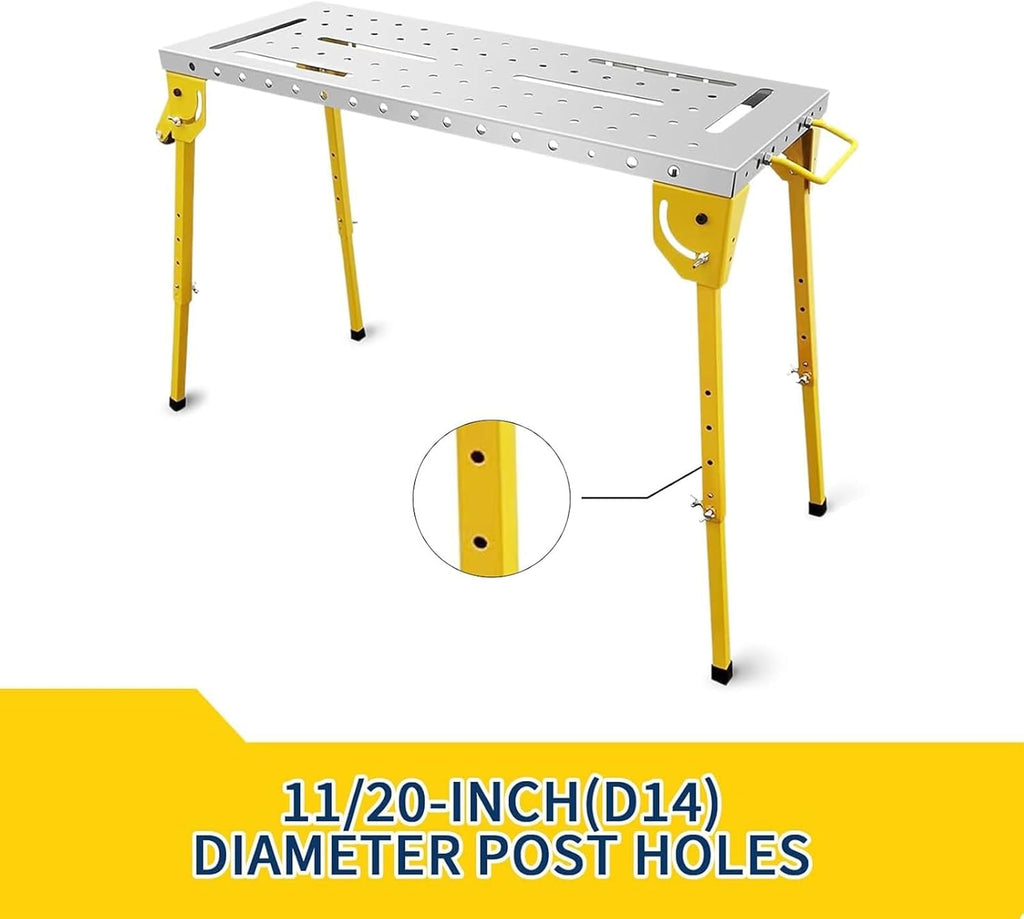 Welding Table 46x18 Inch - Welding Workbench Table 1000Lbs Load Capacity Steel on Wheels, Work Bench Adjustable