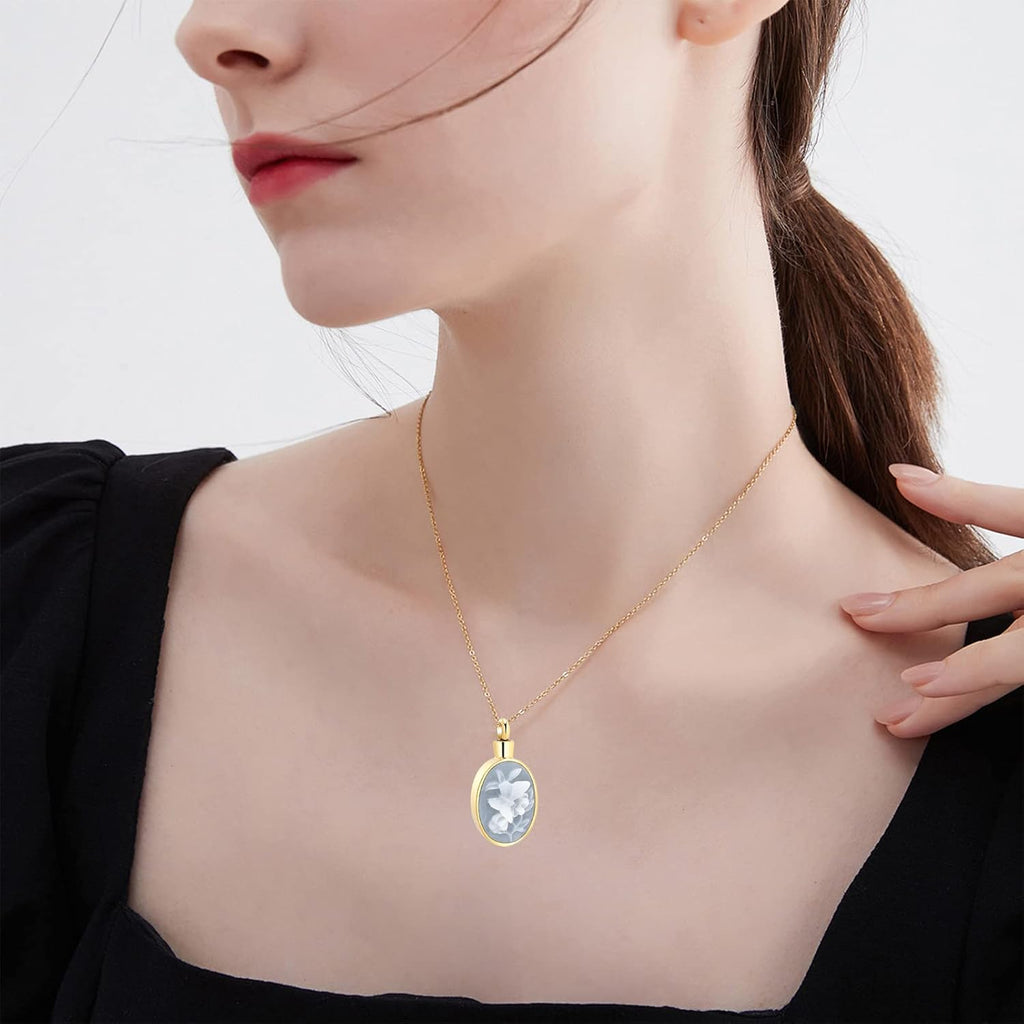 Cremation Jewelry Urn Necklace for Ashes Pendants Butterfly with Flower Memorial Funeral Keepsake Jewelry for Ashes