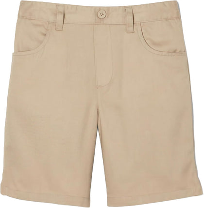 Girls' Pull-On Twill Short, Khaki, 16.5 Plus | Elastic waist-back with faux button and fly; Offered in Standard and