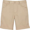 Girls' Pull-On Twill Short, Khaki, 16.5 Plus | Elastic waist-back with faux button and fly; Offered in Standard and