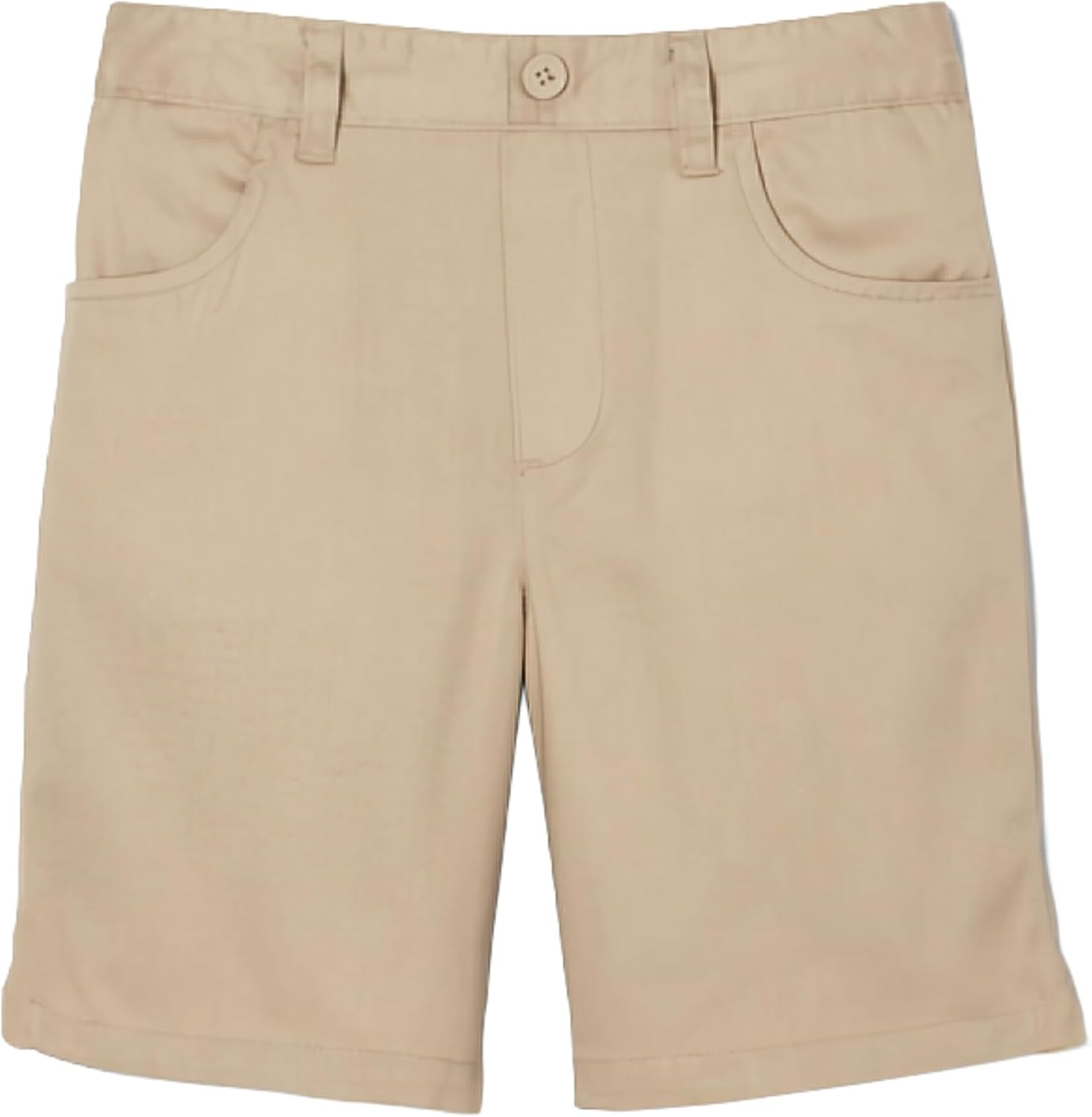 Girls' Pull-On Twill Short, Khaki, 16.5 Plus | Elastic waist-back with faux button and fly; Offered in Standard and