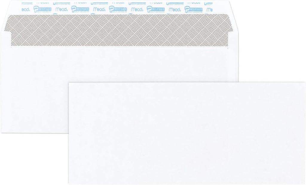 #10 Security Business Envelopes Letter Size 4-1/8" x 9-1/2" – Peel and Seal, Privacy Lined, No-Window, Press-It