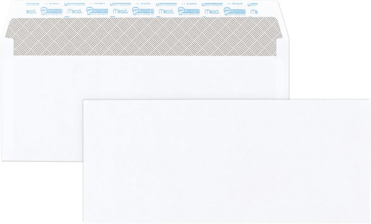 #10 Security Business Envelopes Letter Size 4-1/8" x 9-1/2" – Peel and Seal, Privacy Lined, No-Window, Press-It