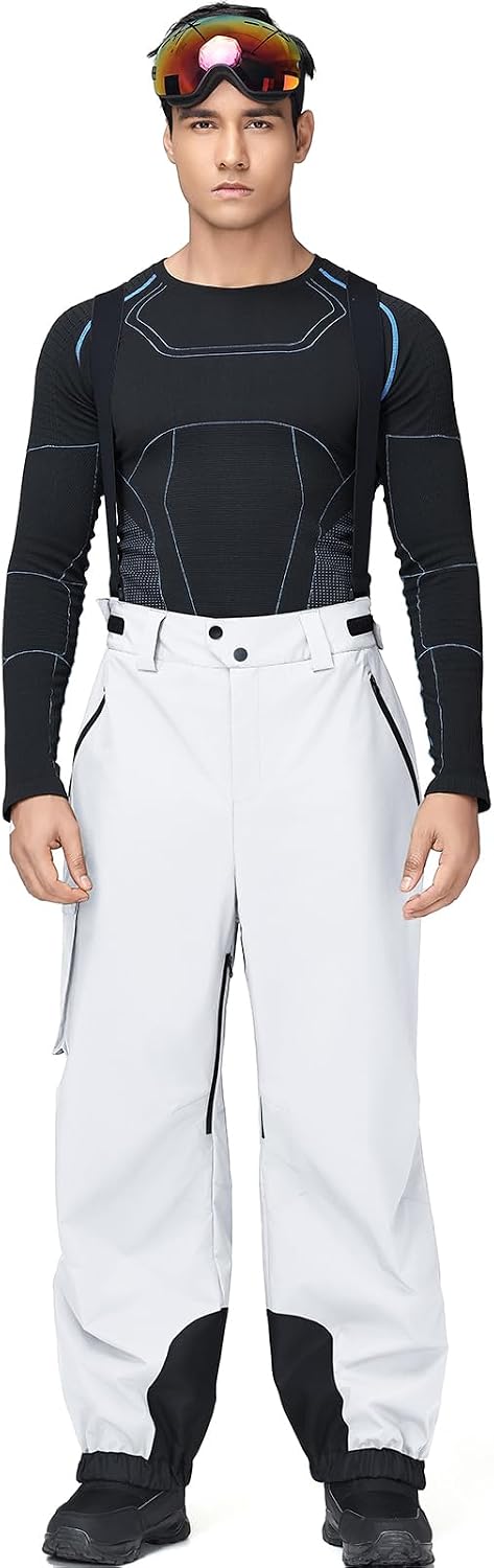 Men Ski Pants Women Baggy Snow Bibs Waterproof Windproof Insulated Warm Winter Snow Pants Overall