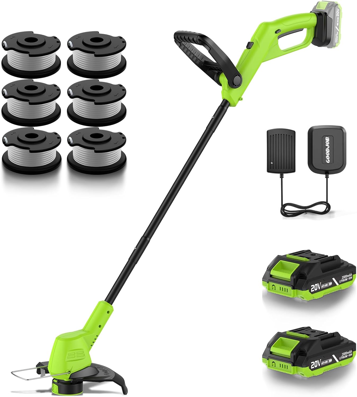 20V Cordless Weed Wacker & 12" String Trimmer with 2 Batteries | 3.5 LBs Lightweight 3-in-1 Lawn Edger, Auto Feed