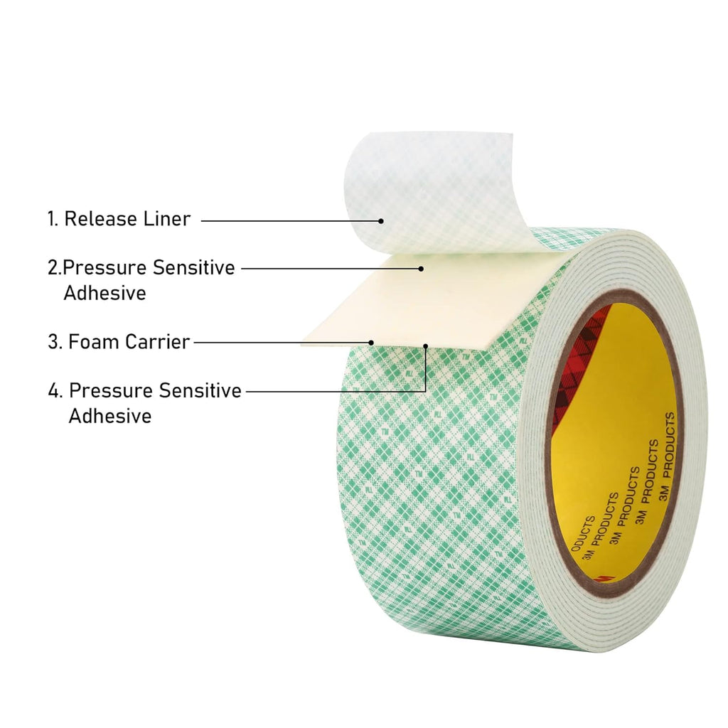 3M Double Sided Foam Tape 1" x 10Ft 1 Pack White Heavy Duty